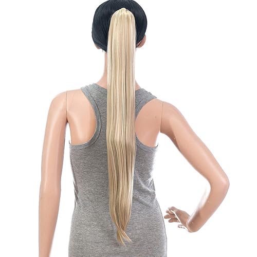 Miniatura 2 de Extensiones de pelo sintético SWACC con clip de pinza de 28 pulgadas de largo, lacio, para mujer