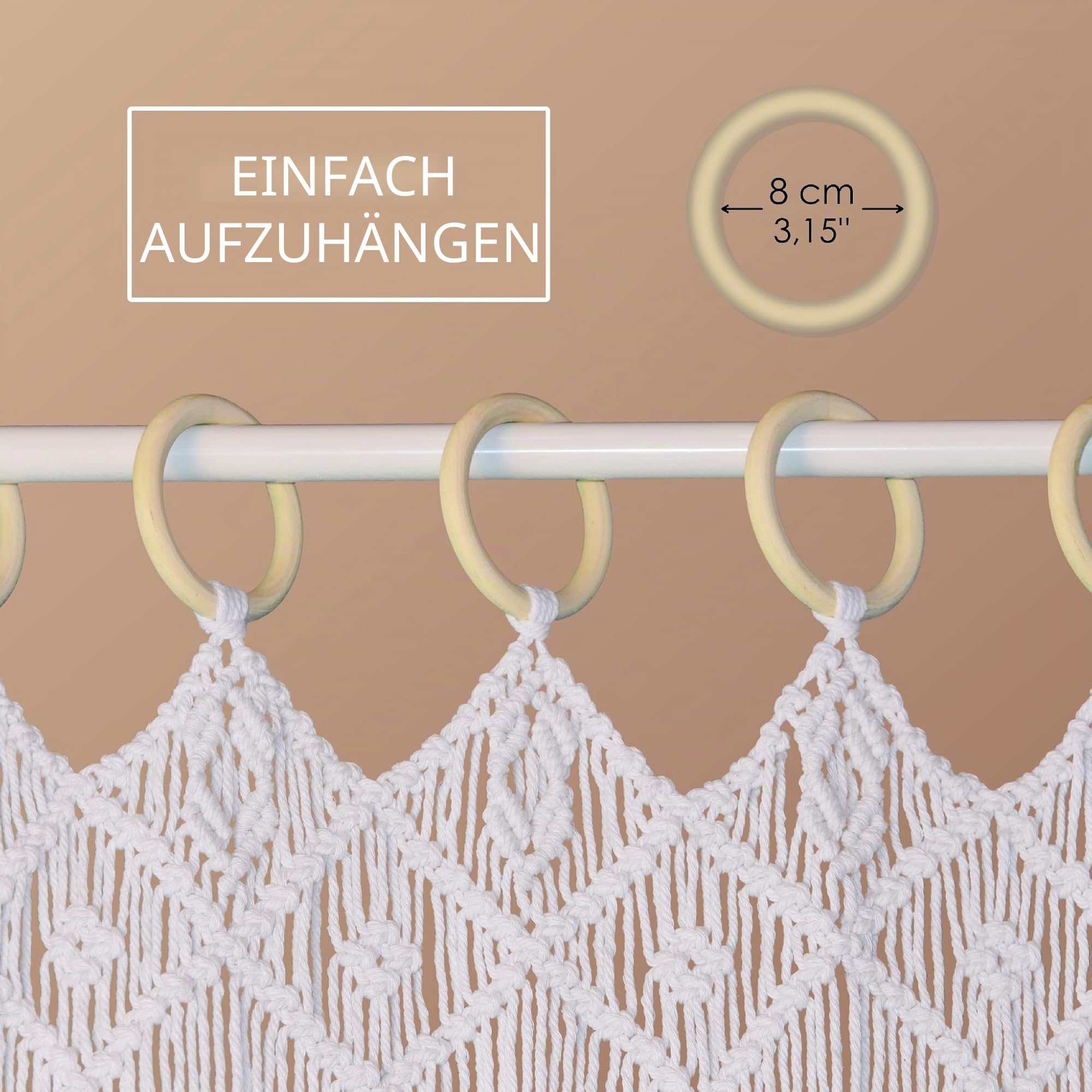 Cozyor Makramee Boho Vorhang Türvorhang Fenstervorhang 132x200cm als Raumteiler, Wandbehang & Deko weiß, für Traubogen, Hochzeit, Wohnzimmer, Schlafzimmer