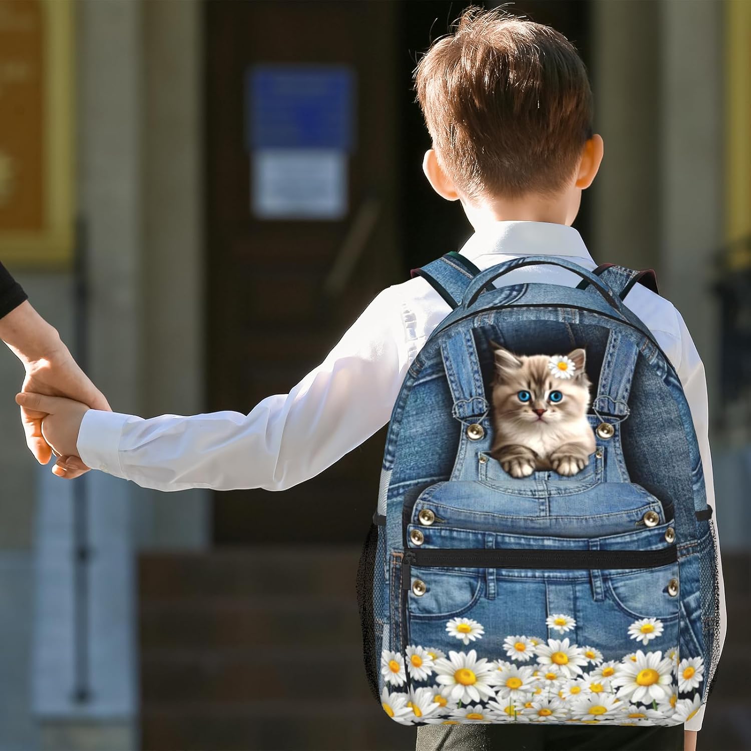 Cute Cats Backpack For Teen Girls Boys,Canvas Animals Bookbags For Schools Kids Backpacks For Girls In Preschool Kindergarten Elementary School Kawaii School Backpacks