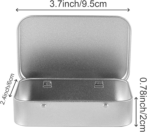 Miniatura 2 de ZOENHOU 60 cajas rectangulares plateadas con bisagras de 3.7 x 2.3 x 0.8 pulgadas, caja de lata portátil de almacenamiento pequeña con tapas,