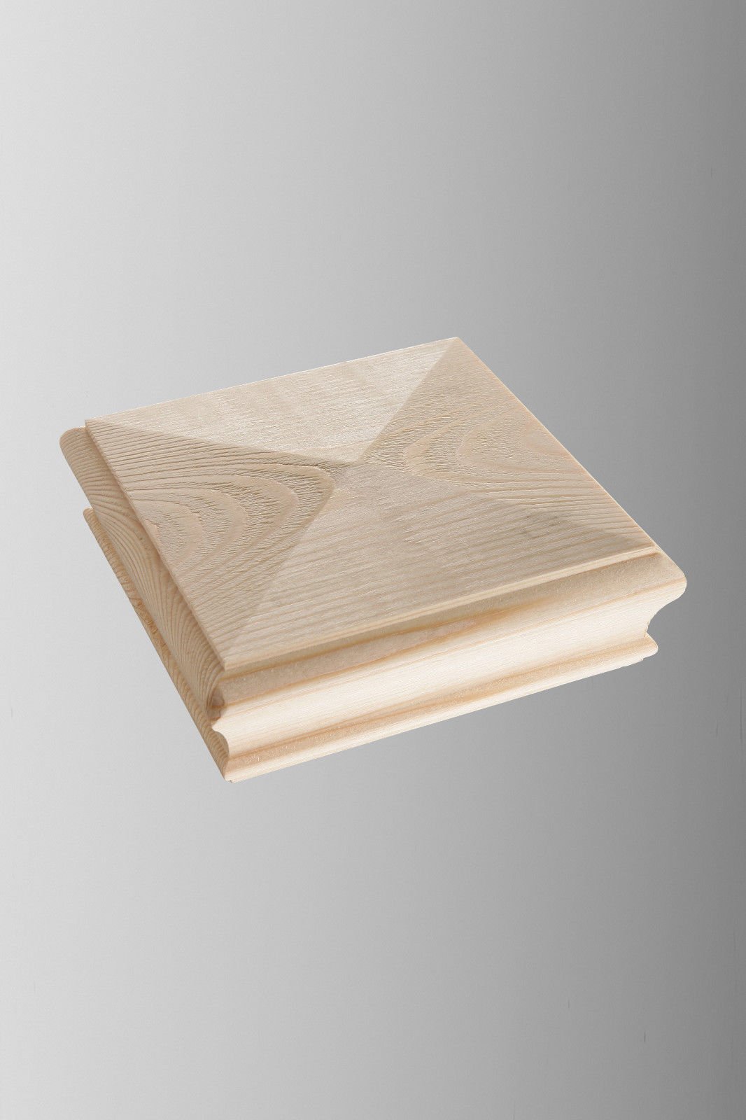Solid Pine Pyramid Style Stair Newel Post Cap Rebate to fit 90mm Posts (Full Cap 125mm x 125mm x 40mm)