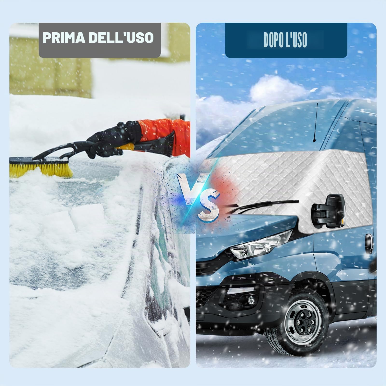 Copertura per Parabrezza Auto compatibile con Iveco Daily 2014-2025, 600D Lusso Parasole per Finestrino Anteriore, 100% Oscurante, Blocca i Raggi UV, Resistente Alle Intemperie