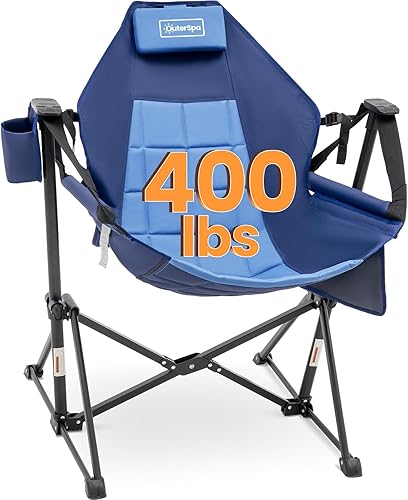 Silla de camping hamaca para adultos con respaldo ajustable, silla hamaca plegable acolchada resistente que soporta 400 libras, silla hamaca