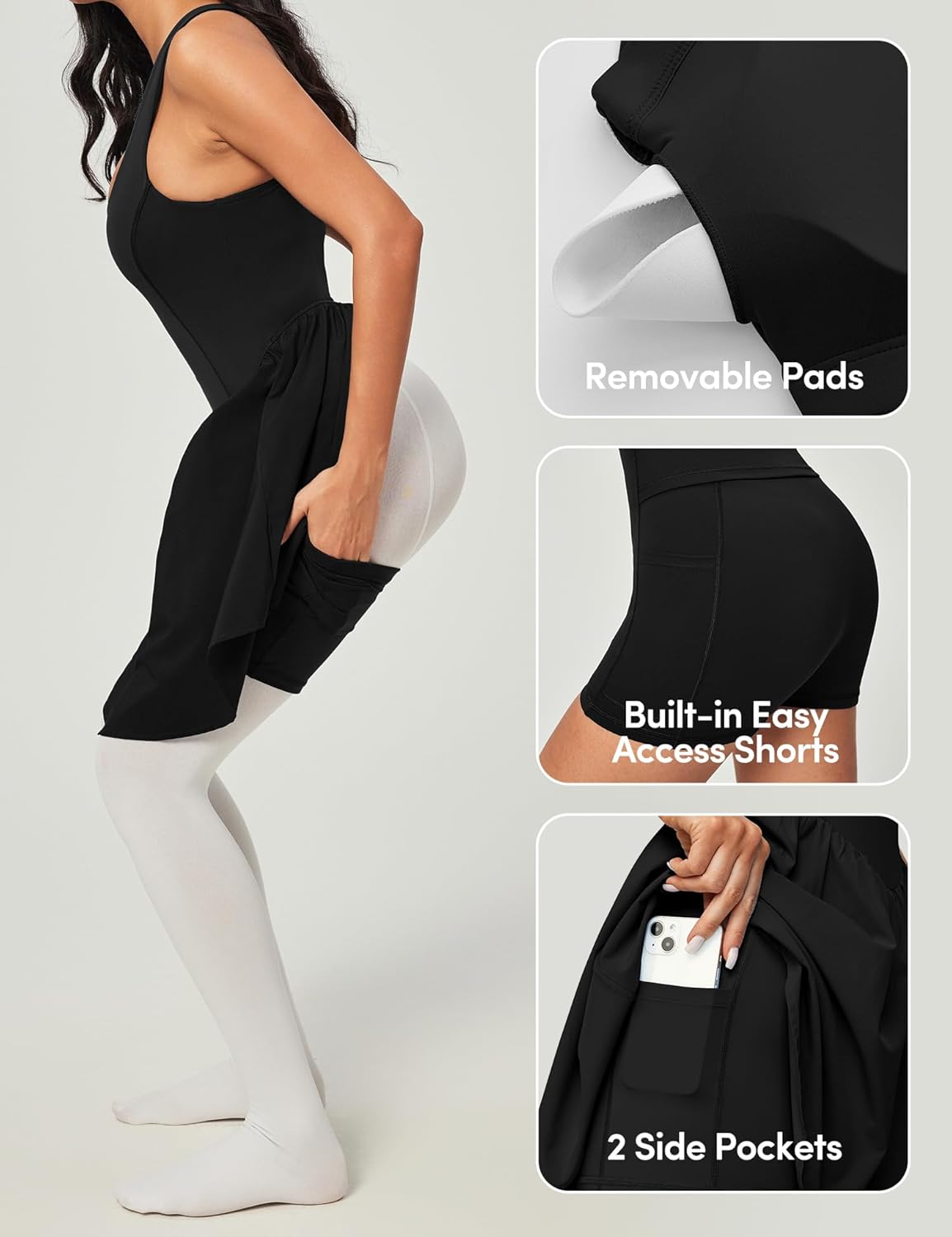 IUGA Tennis Dress with Built in Shorts and Bra Adjustable Straps Athletic Dress for Women Summer Golf Active Workout Dress - Image 4