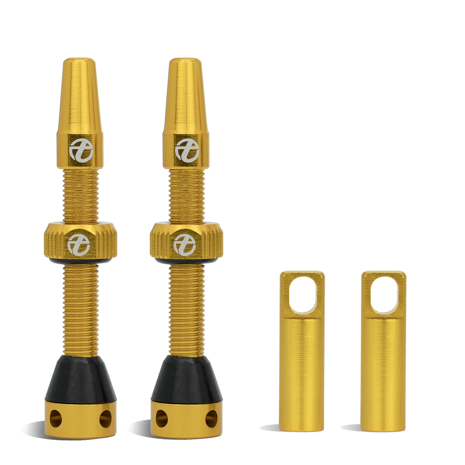 Thinvik Presta Tubeless Valve Stem 65mm,Super Light Alloy Presta Tubeless Valve Stem Kit for Tubeless Tires-2 pcs (with Aluminum Alloy Valve Cap) + Valve Core Removal Tool(Gold)