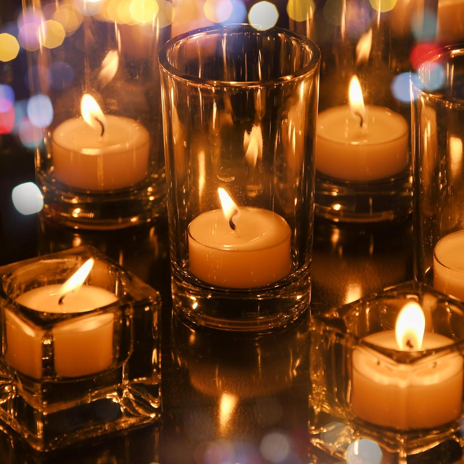 48-Pack White Beeswax Tealight Candles, 100% Pure Natural Beeswax, 4-Hour Burn Time, Clean-Burning Smokeless Organic Tea Lights in Clear Cups