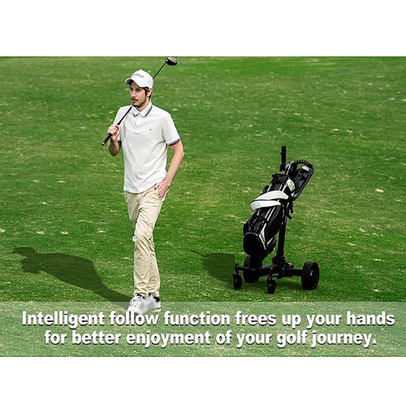 Carrello Da Golf AutomaticoFollow,carrello Dagolf Pieghevolecon Funzioneparcheggio,parcheggiofacile In Salita,localizzazione Precisa Della Posizionedelgiocatore,portatafino a 35-40km,carico150kg