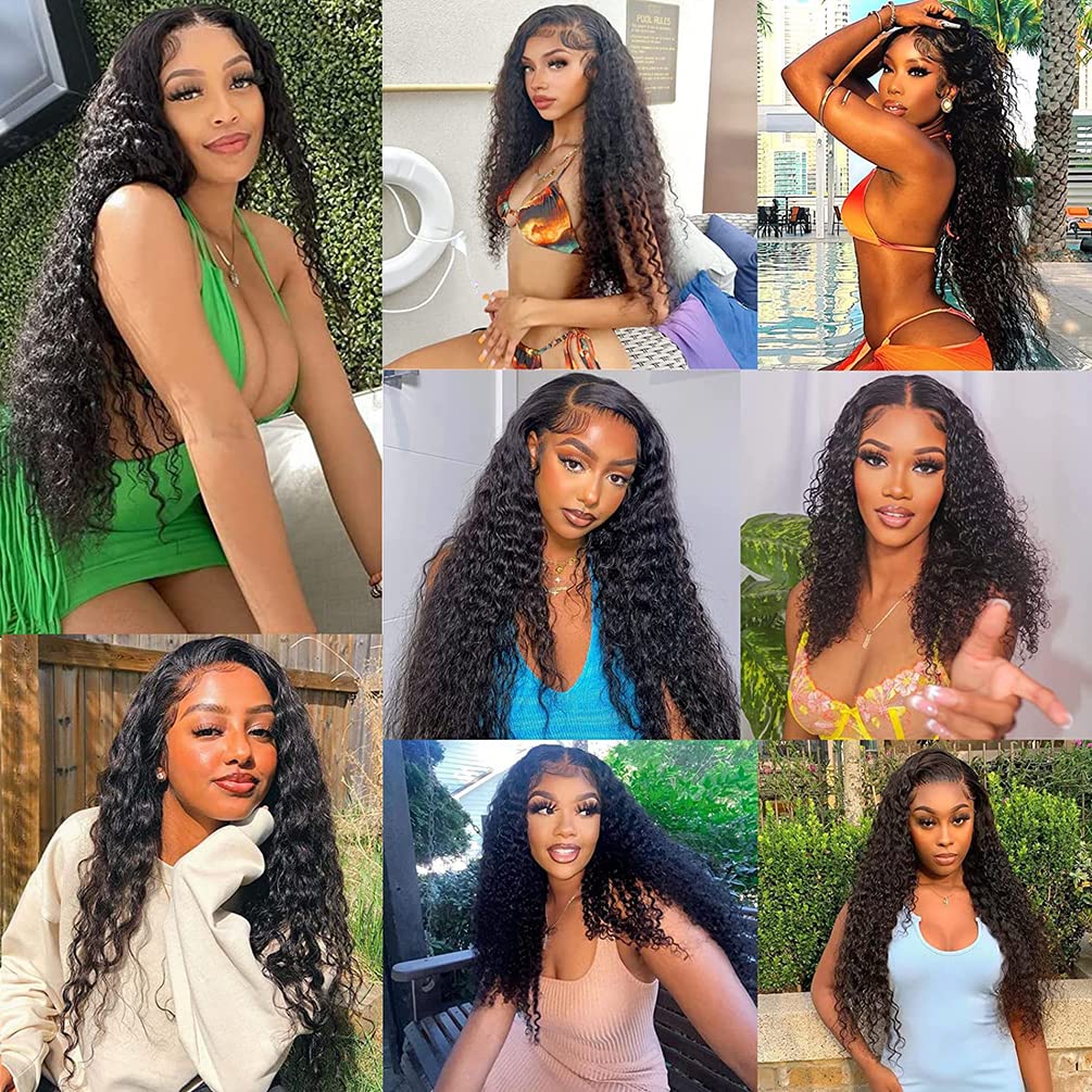 beafay Brazilian Human Hair Deep Wave Bundles with Closure (18 20 22 24+16 Free Part) 12A 100% Unprocessed Virgin Deep Curly Weave 4 Bundles with 4x4 Lace Closure Natural Color for Black Women