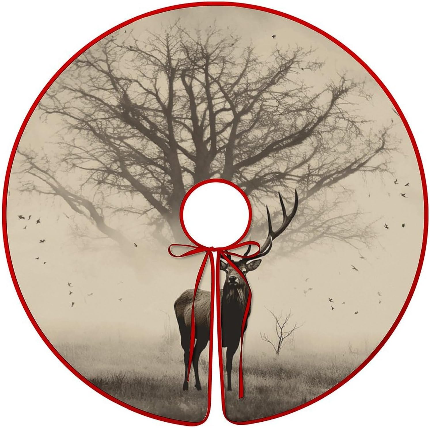 Christmas Tree SkirtAbstract Tree Elk Pictureclassic Fashion Tree Skirt Painted Multifunctional Christmas Tree Skirt