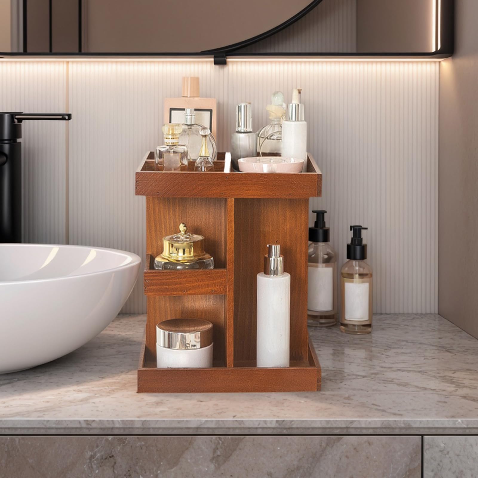 Organizador Giratorio 360 Para Maquillaje Expositor Almacenador De | Soporte Giratorio De Sobremesa Para Maquillaje En El Baño Perfumes Cosméticos Tocador Cuidado Piel