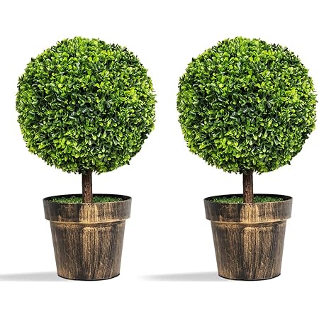 Amazon Com Nearly Natural 21 Boxwood Ball Topiary Artificial Tree Green Home Kitchen
