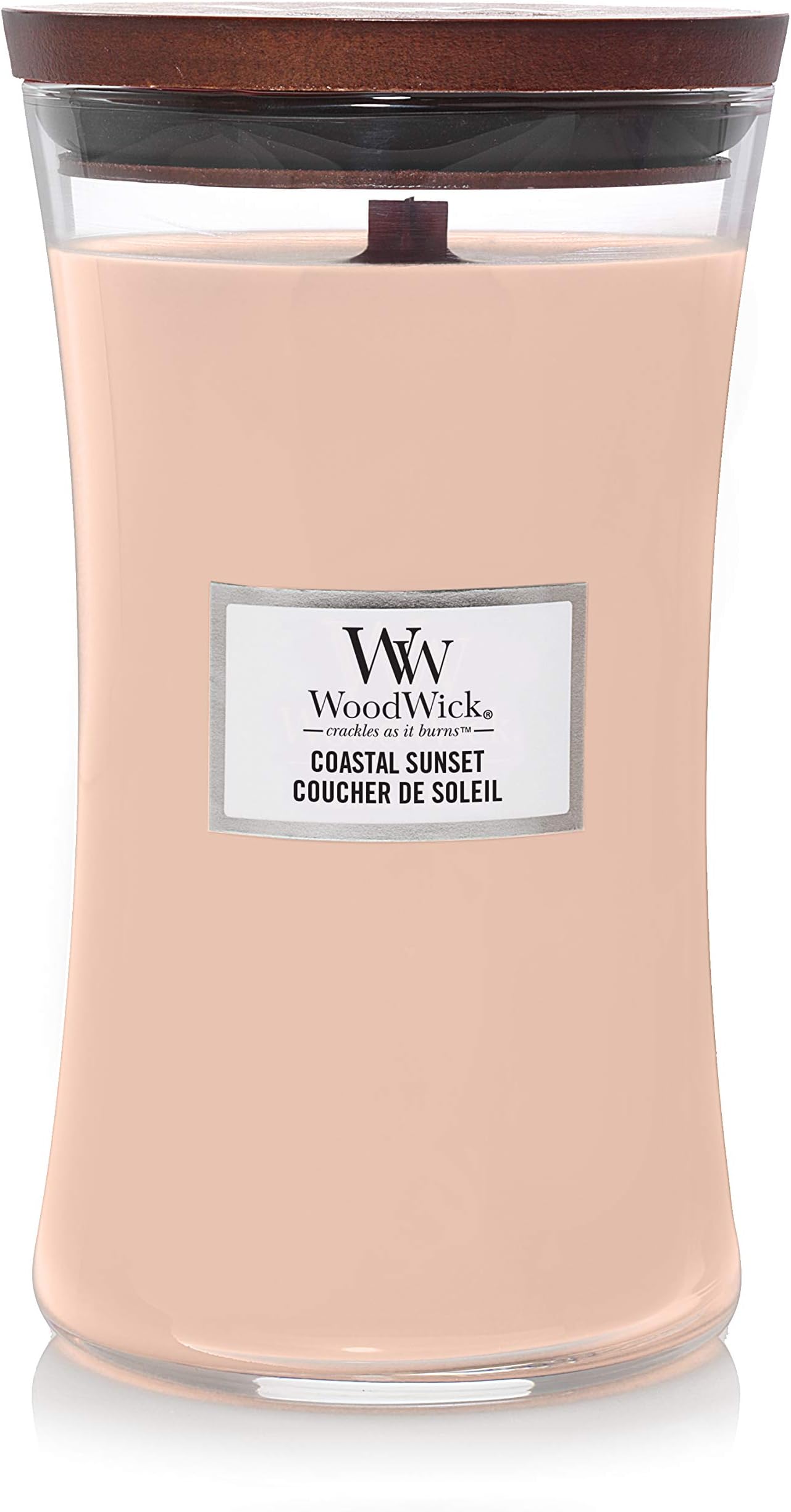 Large Hourglass Scented Candle | Coastal Sunset | with Crackling Wick | Up to 130 Hours Burn Time