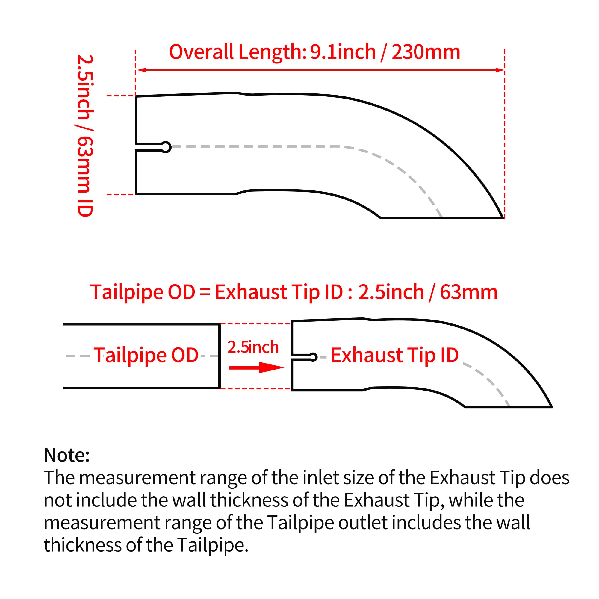 Motoforti Tubo De Escape De Inlet Con Giro Hacia Abajo De 2.5" ID T304 Acero Inoxidable Pulido Superficial Codo De Tubo Conformado Longitud Total 9.1" Adecuado Para Tubos De 2.5" OD