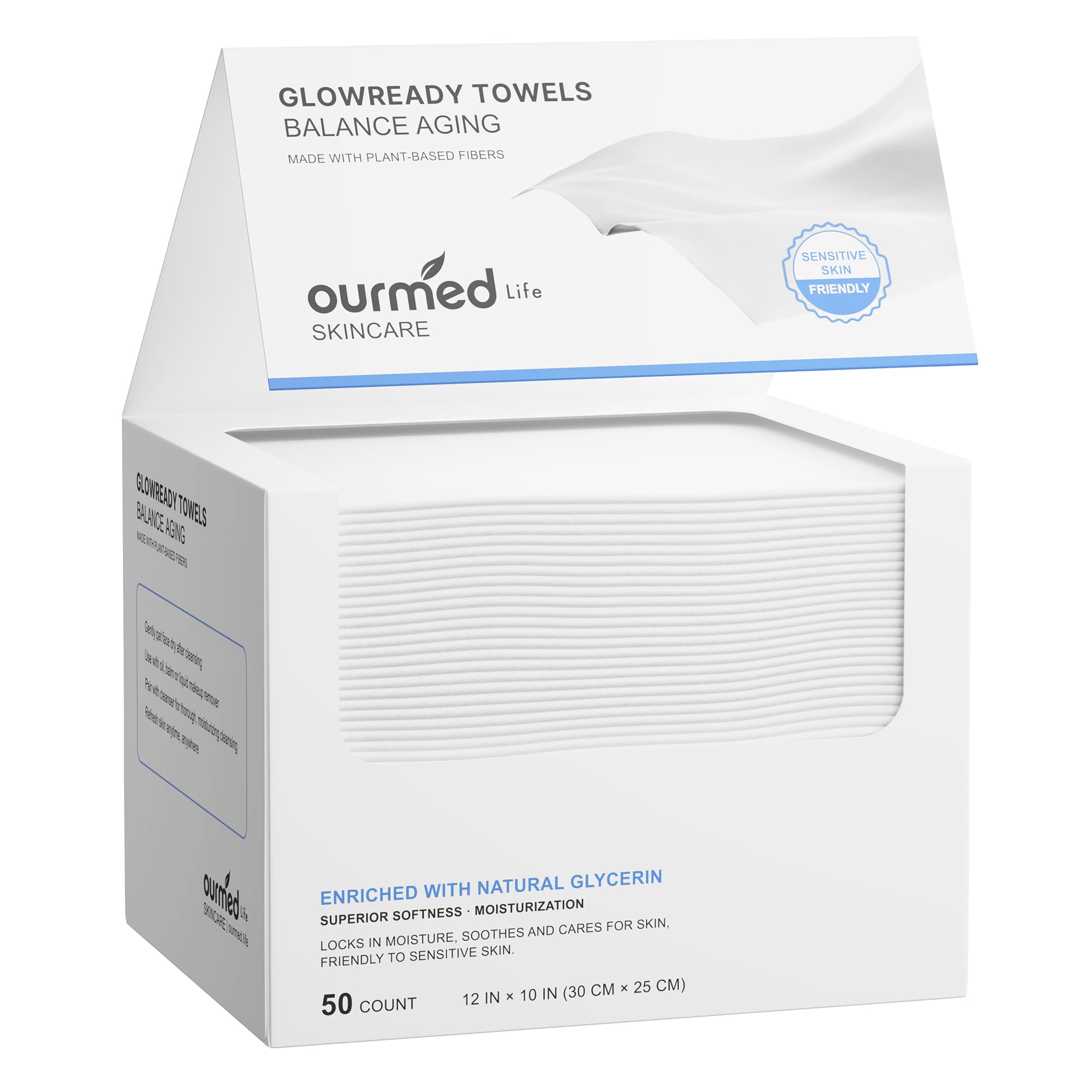 Ourmed Life Disposable Clean Healthy Aging Towels with Glycerin, 50 Count