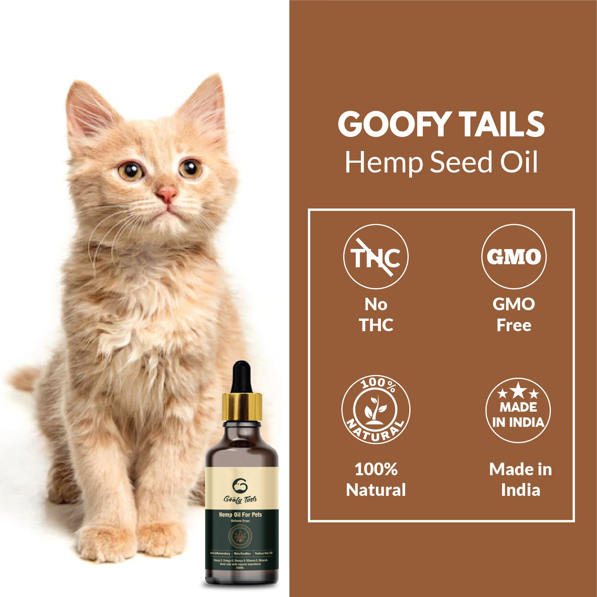 Goofy Tails Hemp Seed Oil for Dogs and Cats 50 ml, Cold Pressed Hemp Oil for Dogs and Cats, Anti Inflammatory Omega Rich Dog Supplement (3-6-9) 4