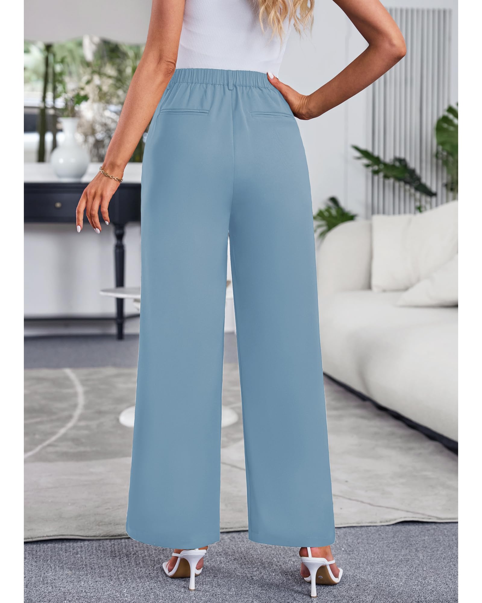 GRAPENT Pantalones de pierna ancha para mujer, para trabajo, negocios, informales, de cintura alta, elegantes, pantalones fluidos para la oficina