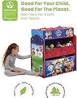 Vista 7 de Delta Children - Cama infantil con estribo 3D, Disney Minnie Mouse y Delta Children 6 cubos de diseño y almacenamiento de juguetes, organizador