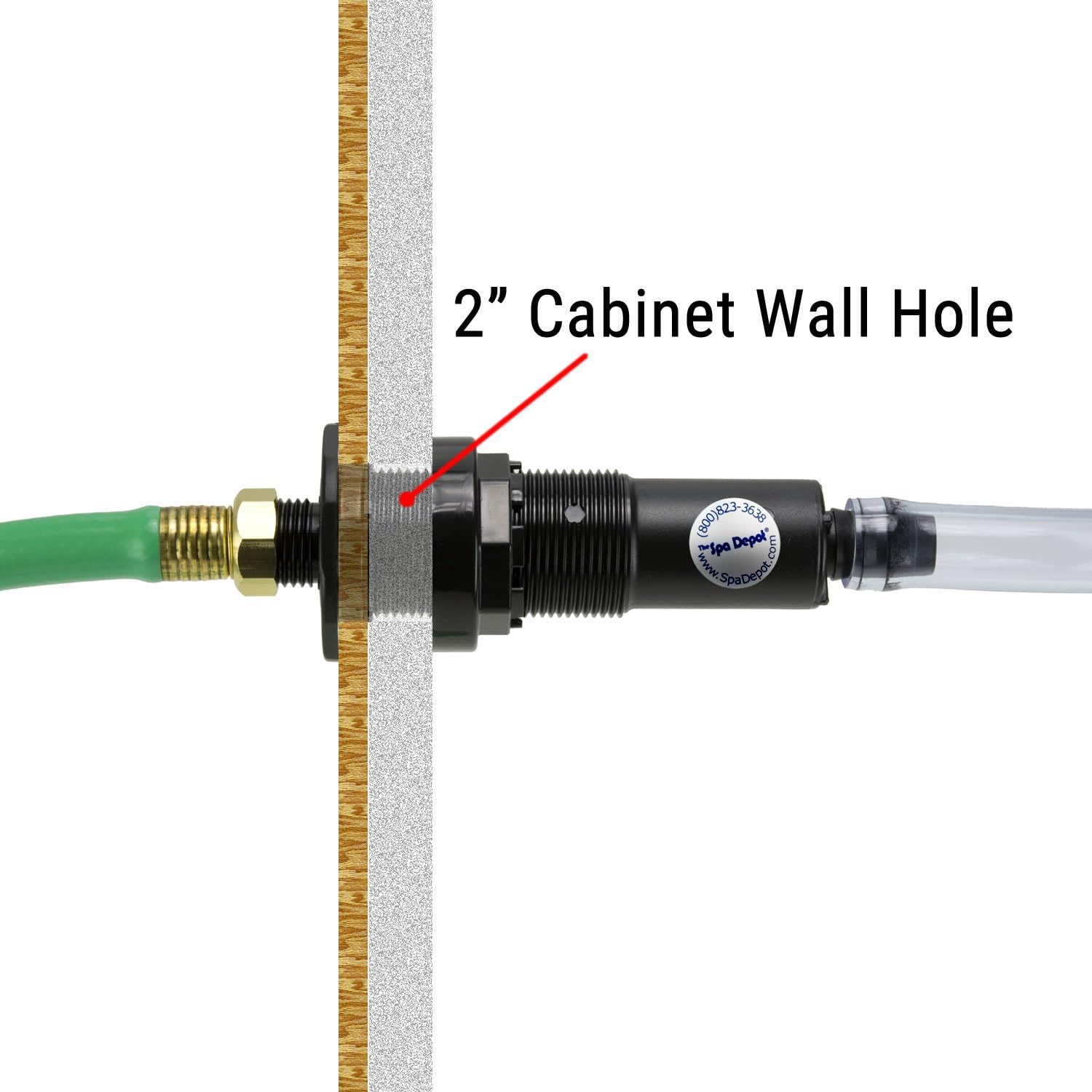 Hot Tub Spa Drain Valve - Cabinet Exterior Flush Mount - Attaches to Garden Hose