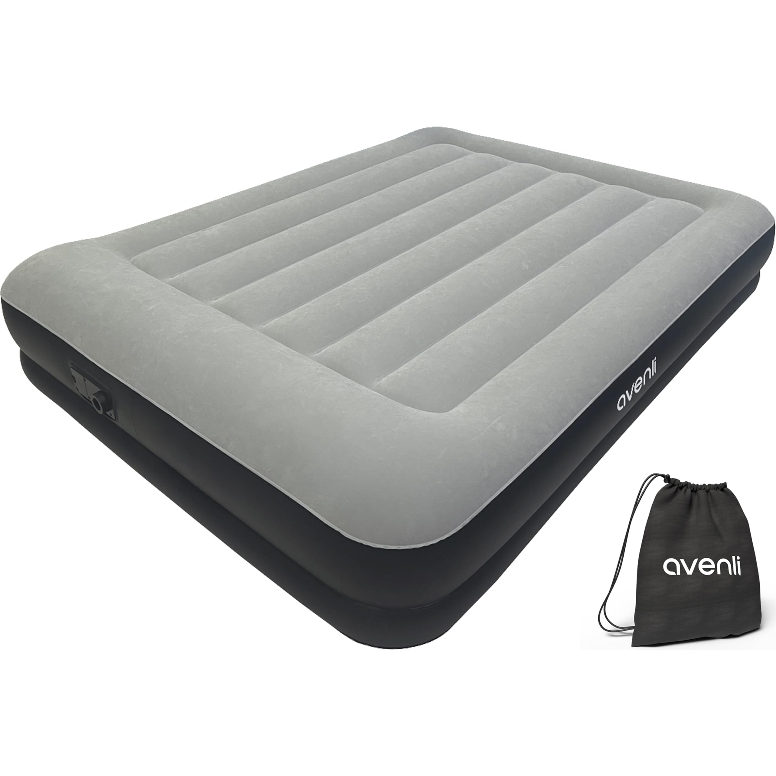 AVENLI Materasso gonfiabile autogonfiabile Queen-Size 203x152x36 cm, 2 persone, I-Beam, autogonfiabile, fino a 300 kg, grigio, campeggio letto ospiti outdoor