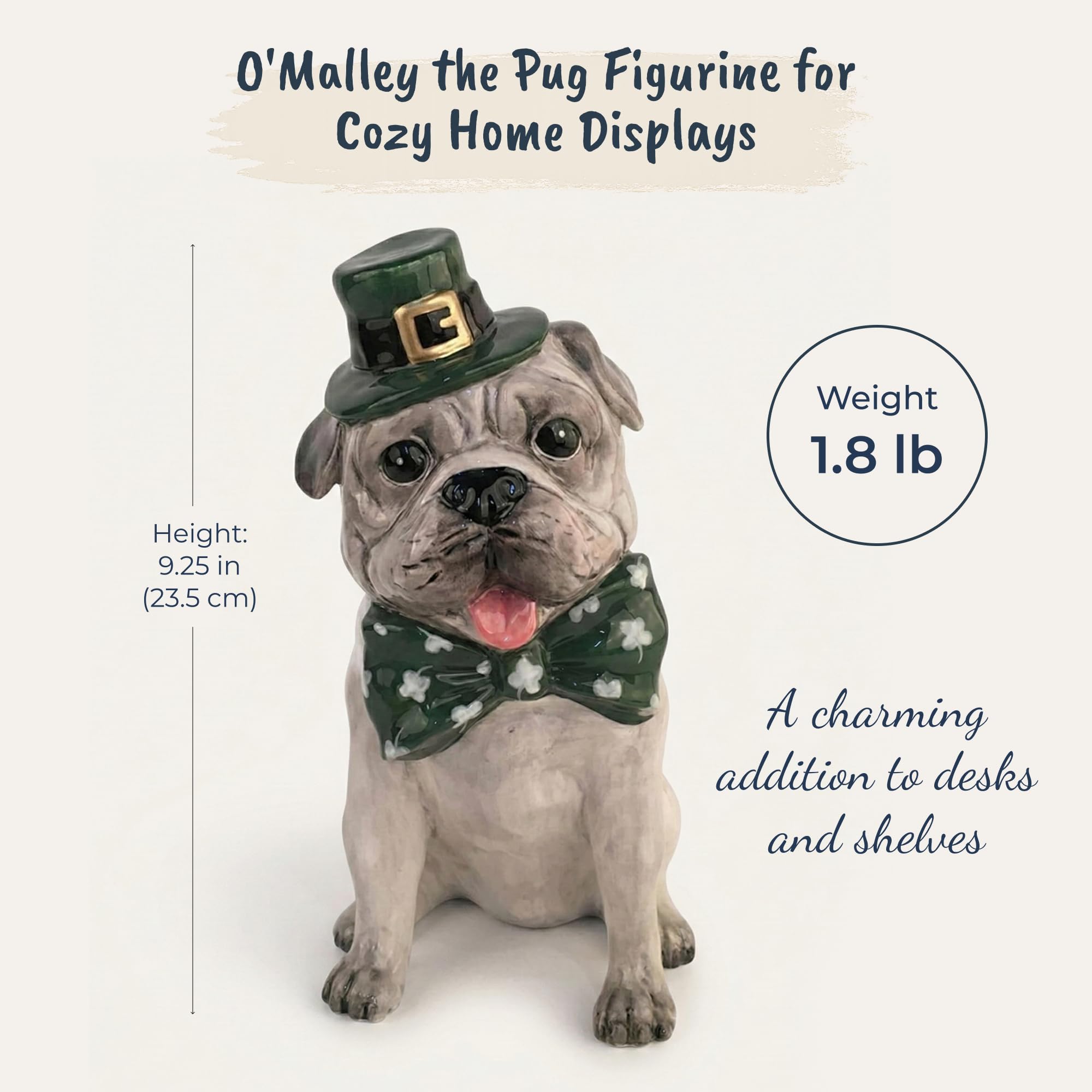 Amazon.com: Blue Sky Clayworks Lucky Pug Figurine, Ceramic, 9.25