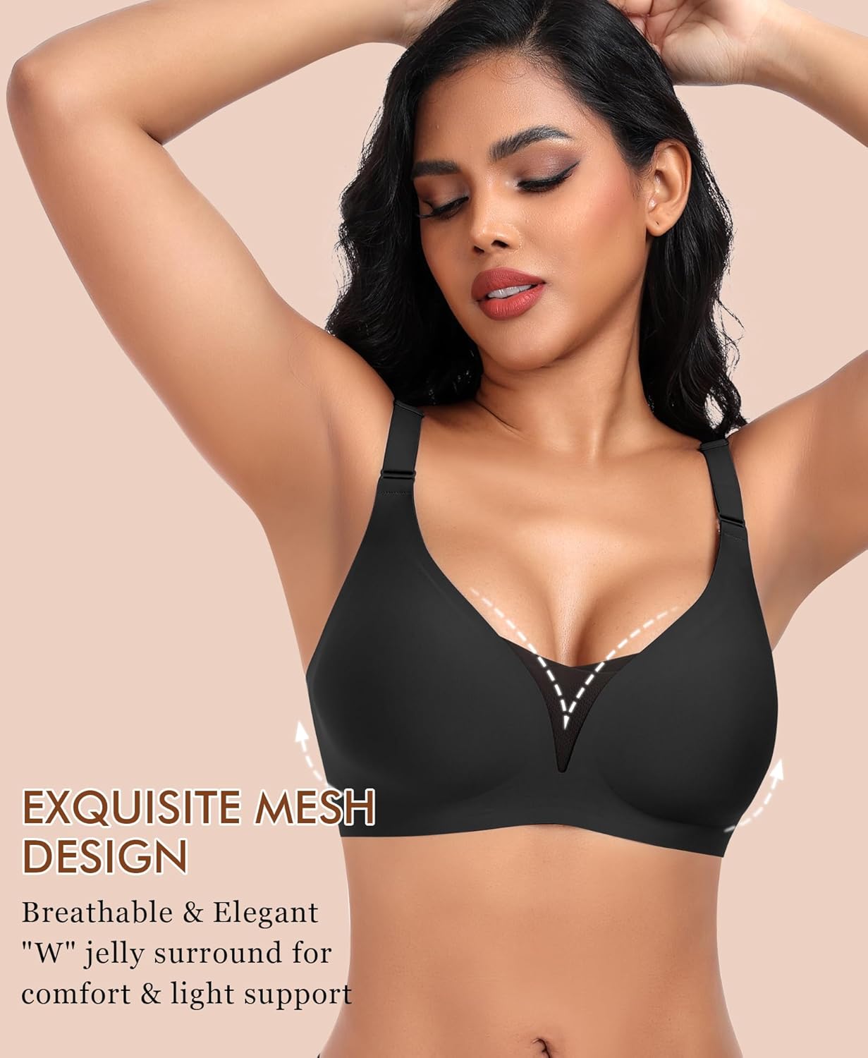 Bras for Women Wireless Seamless Mesh Push Up No Underwire Plus Size Soft Comfortable Sleep Everyday Brattlets with Extender - Image 2