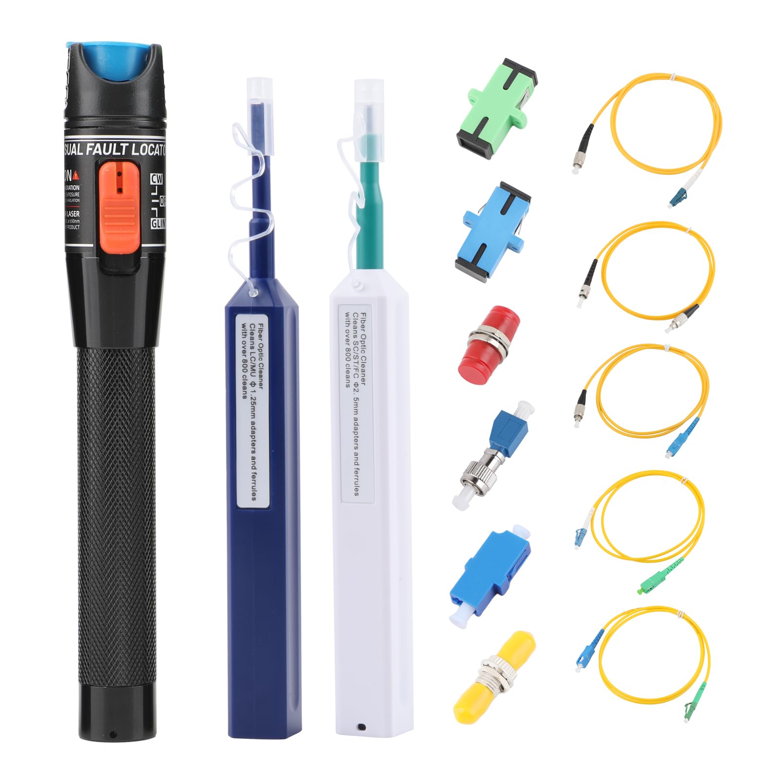 15 MW 15 KM Visual Fault Locator con spina FC a LC Adattatore APC/SC UPC/ST FC SC LC Pulitore in fibra ottica e cavo patch VFL Tester Kit