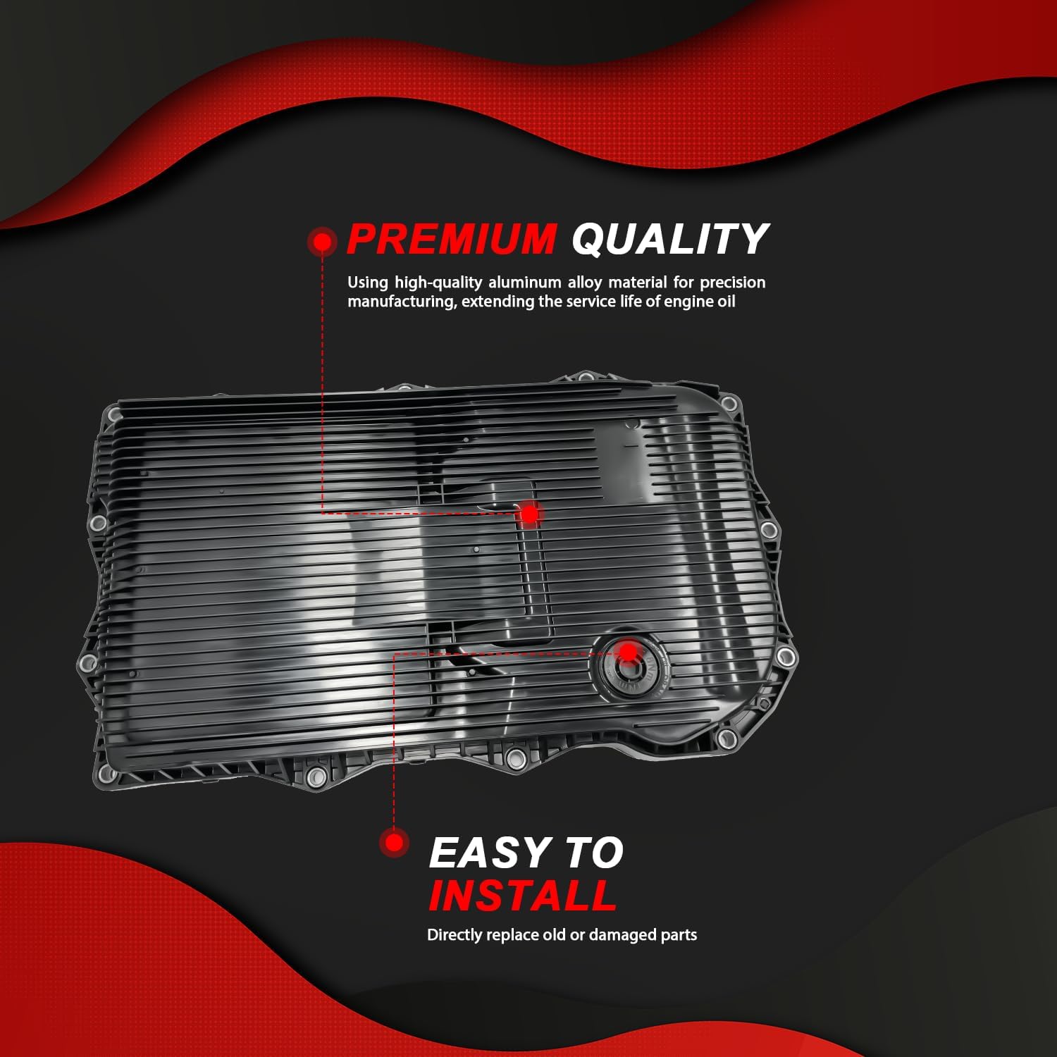 8-Speed Automatic Transmission Oil Pan with Gasket & Drain Plug Compatible with Ram 1500 2500 3500, Dodge Challenger Charger Durango, Jeep Grand Cherokee, Chrysler 300, Replaces 68225344AA