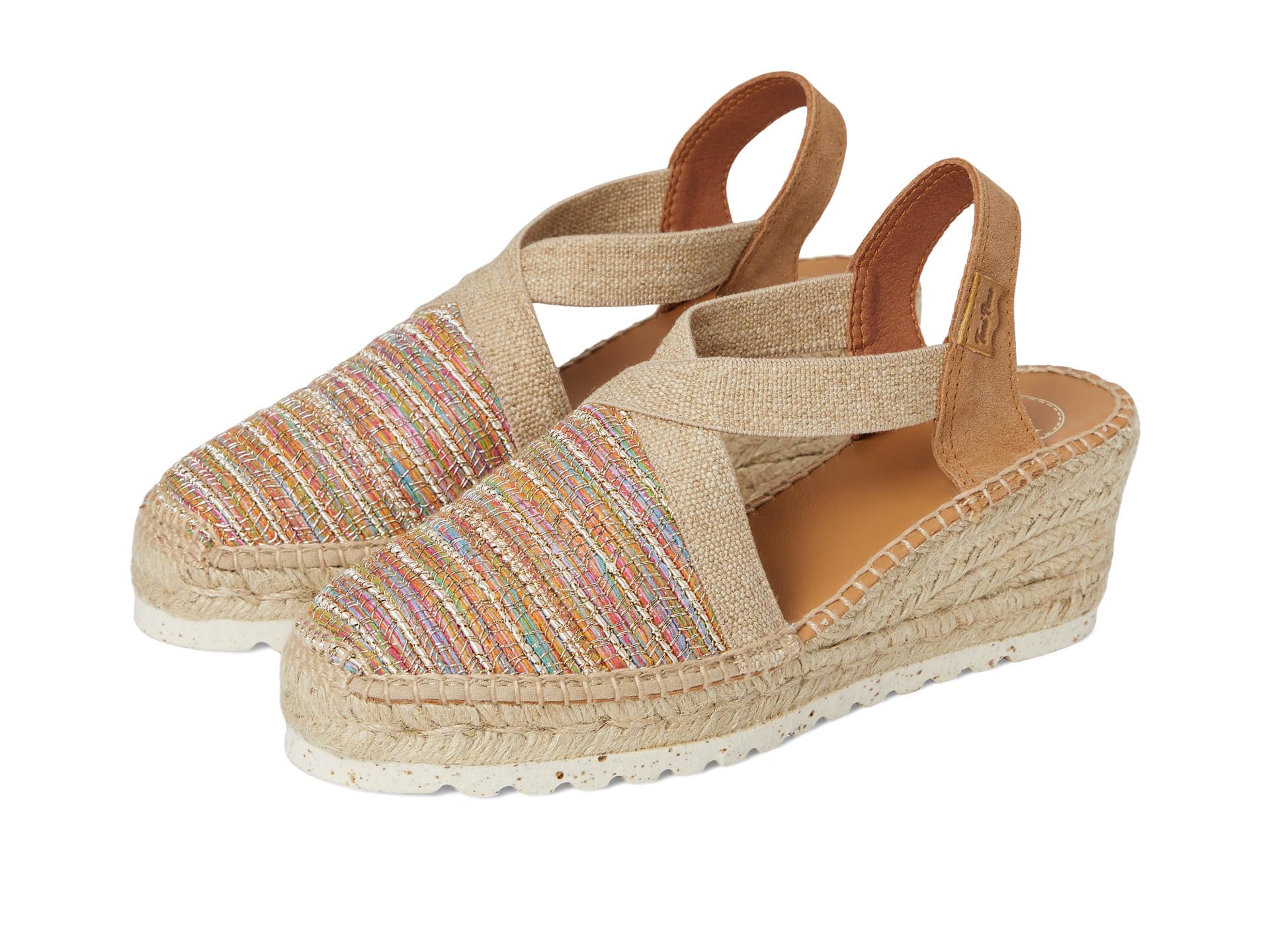 TONI PONS - Sandalia de piel,dedos cubiertos,cuña de esparto 8cm,plataforma 3cm,suela de goma,tira elástica, para: Mujer