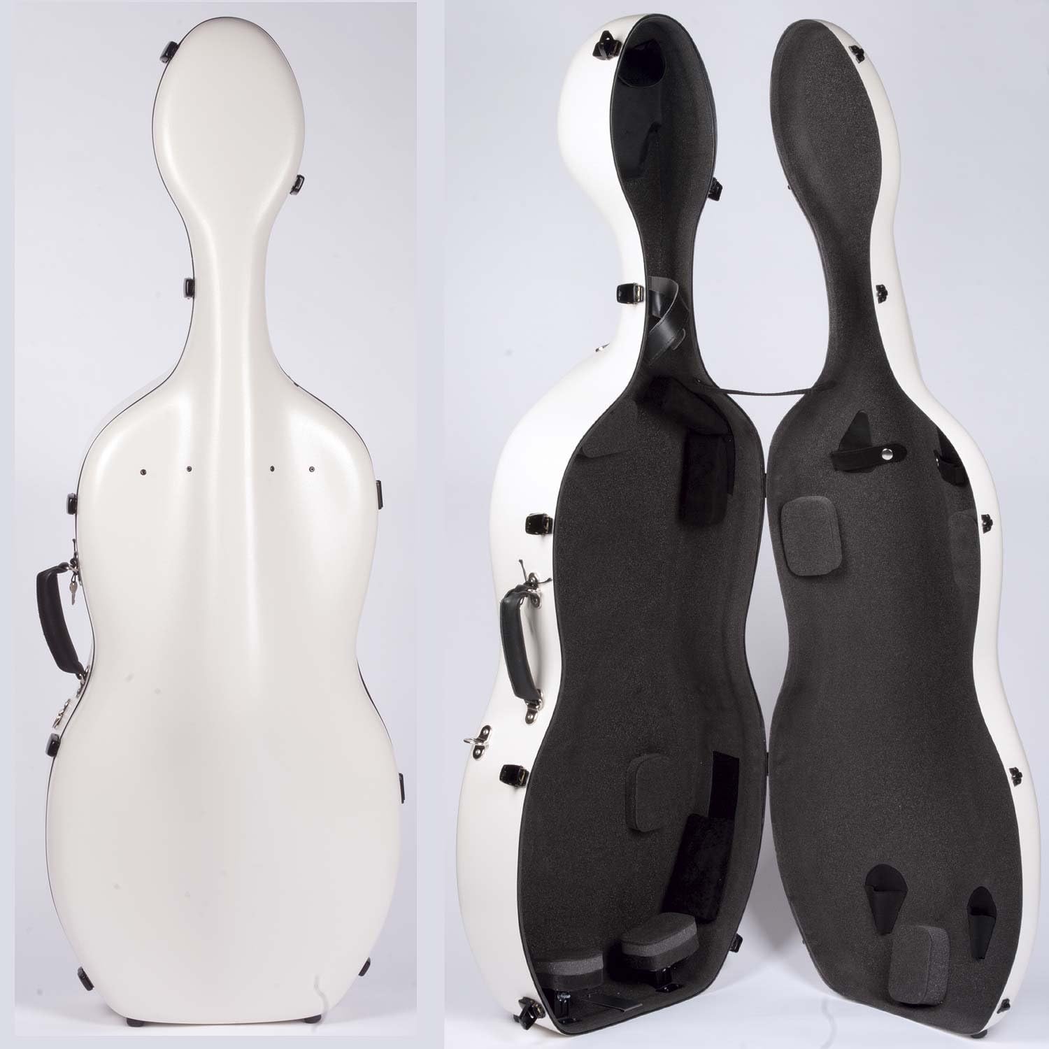 Accord Hybrid 4/4 Cello Case, Matte White Exterior with Grey Interior