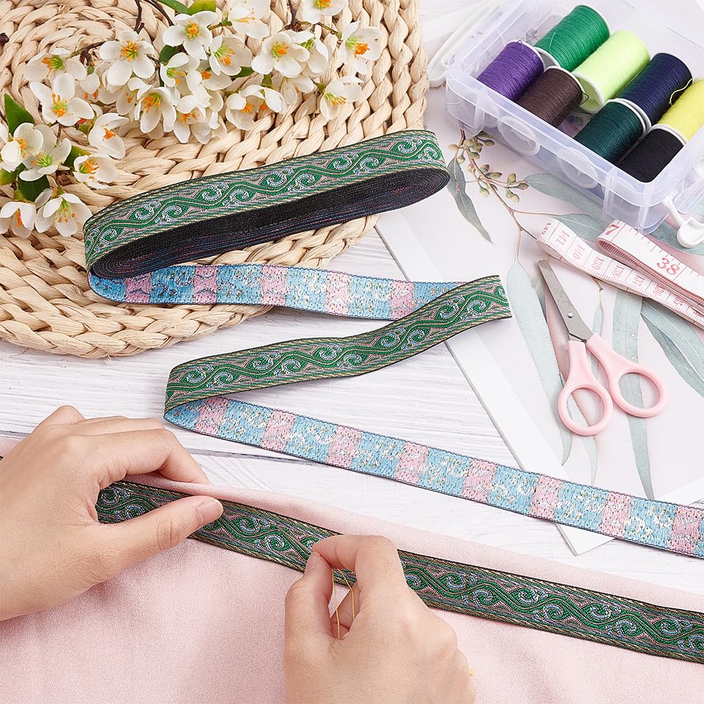 FINGERINSPIRE Bestickte Vorhangbordüre – 90 Mm Breit, 3 M Lang, Hellgrün, Polyester, Chenille-Stoff Für Nähen & Deko