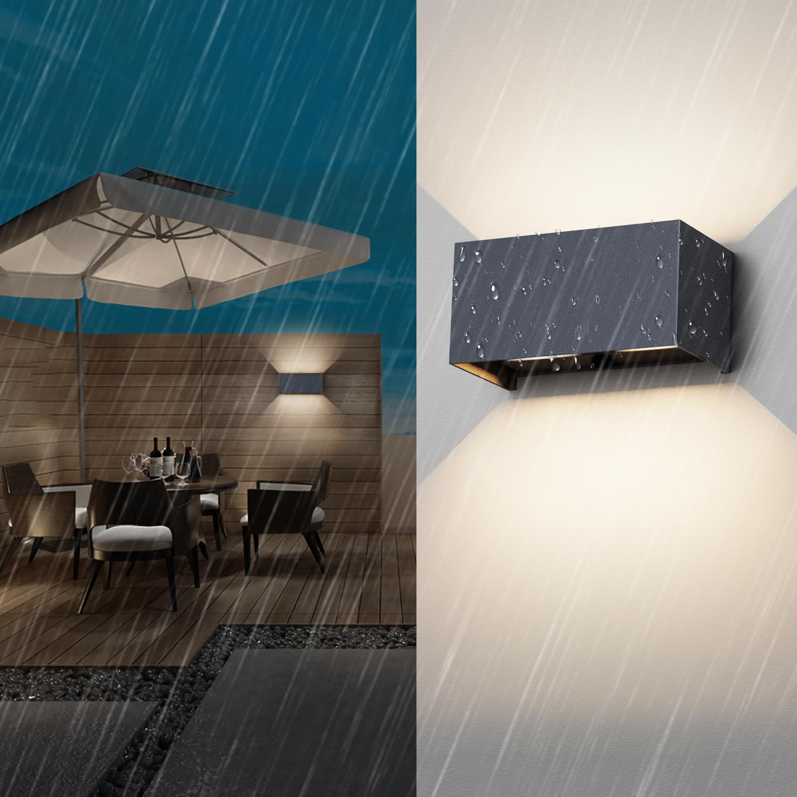 Klighten lampade da parete 24W Esterno/Interno Moderno, lampada da esterno Bianco Caldo 4000K Applique da Parete, IP65 Impermeabile, Angolo del Fascio Regolabile Applique(Antracite)