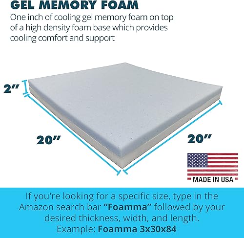 Miniatura 46 de Foamma Paquete de 4 cojines cuadrados de espuma para tapicería de alta densidad de 1 x 20 x 20 pulgadas, para sillas de comedor, repuesto