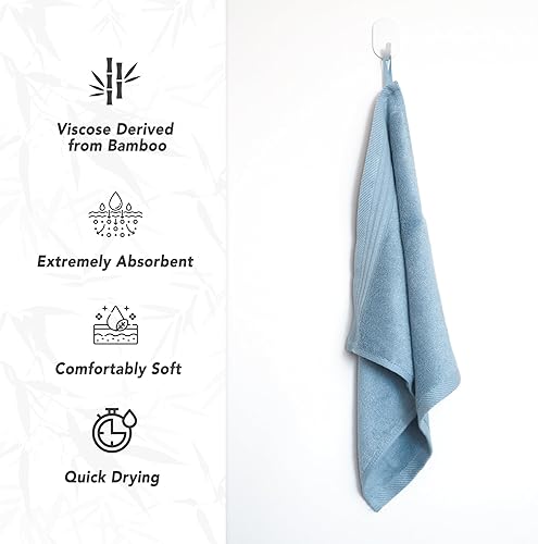Miniatura 4 de SERISIMPLE Juego de 4 paños de viscosa de bambú de alta calidad, 13 x 13 pulgadas, suaves y absorbentes, duraderos y cómodos, adecuados para cuerpo