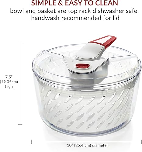 Miniatura 2 de Valore Ensaladera grande con tapa – Lavadora de lechugas y secadora de verduras – Limpiador de frutas y cuenco para servir – Fácil de girar, freno