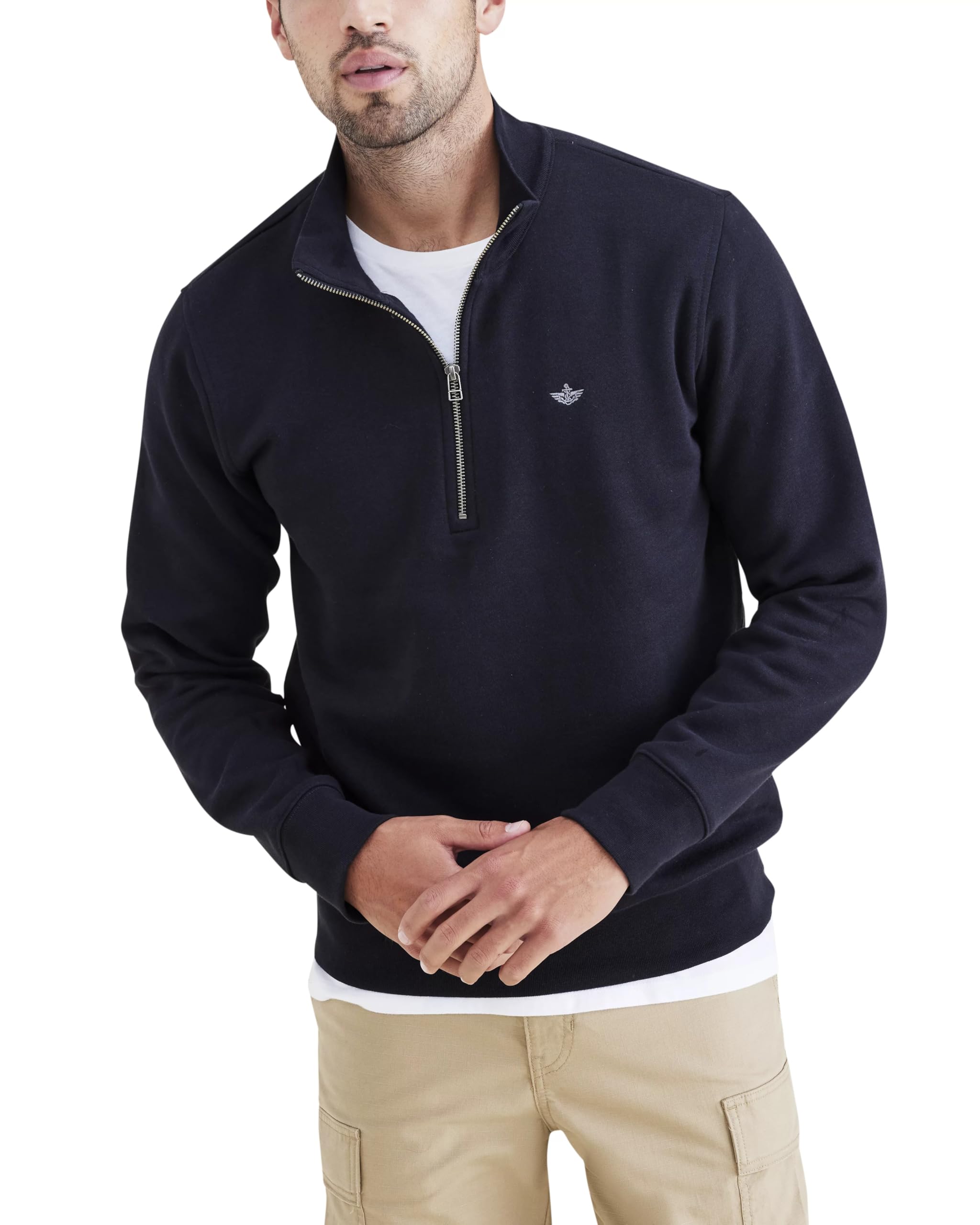 Dockers Quarter Zip Fleece Sweatshirt Beautiful Black, Beautiful Black, XS
