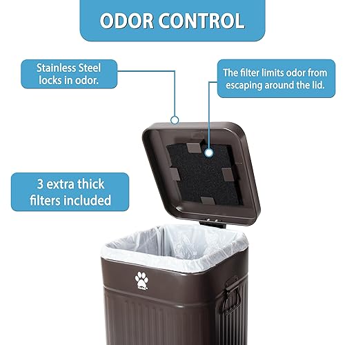 Miniatura 3 de Cubo de basura para excrementos de perro para exteriores, con tapa, contenedor de estación de residuos a prueba de olores para el patio trasero, 12