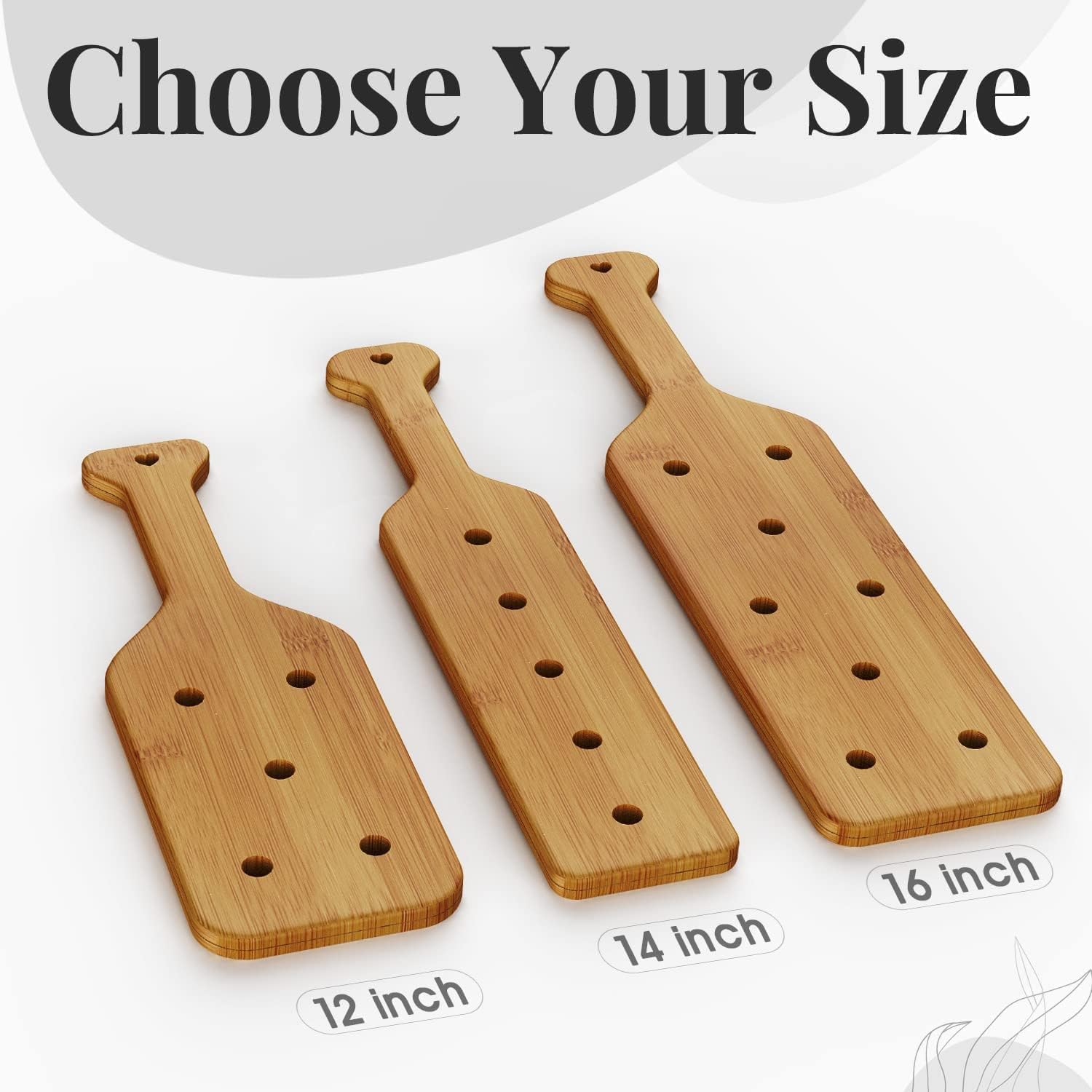 16Inch Bamboo Paddle with Holes, Solid Durability Wood Paddle with Smooth Surface, 1 Pack