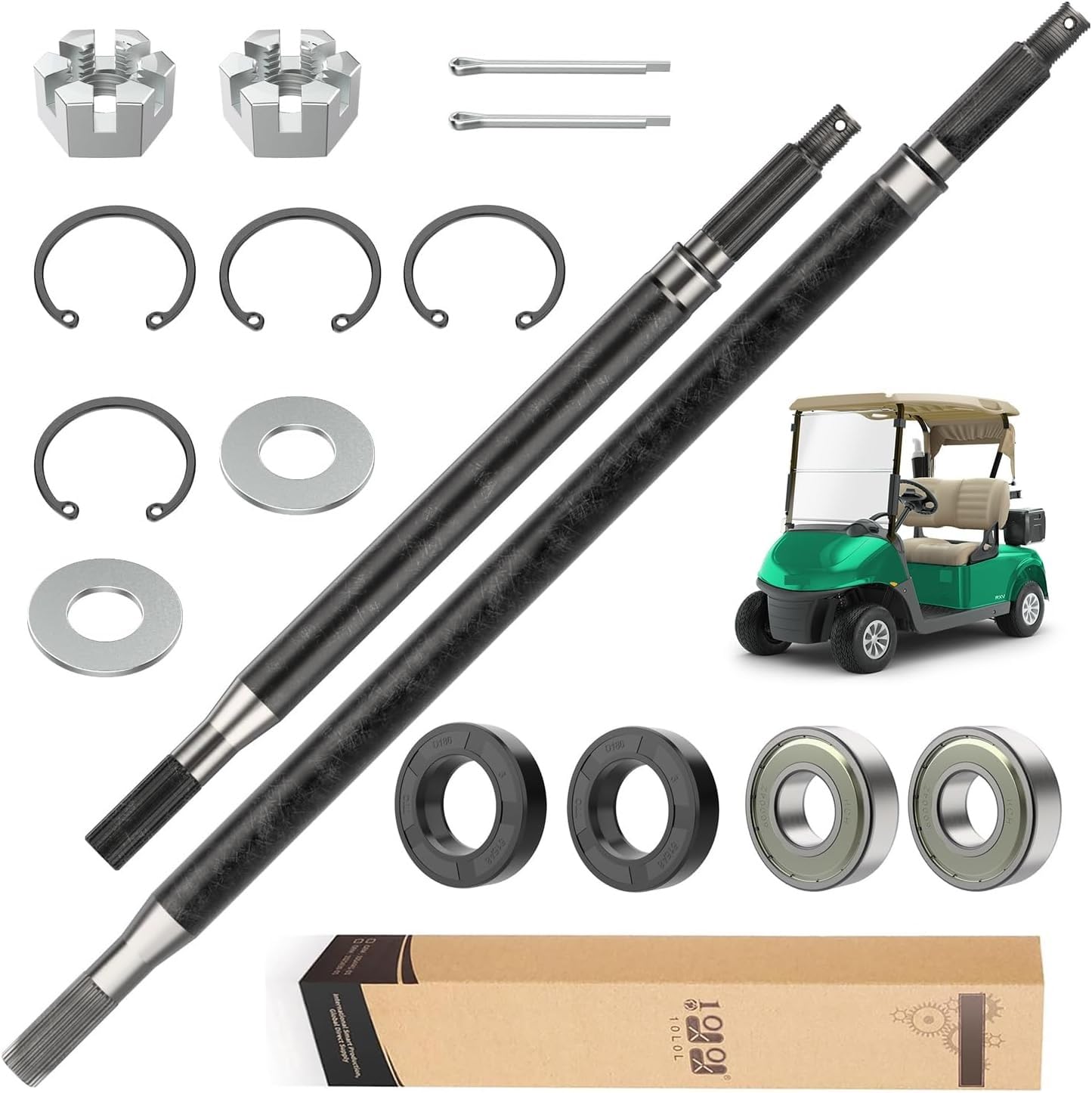 View 1 of 10L0L Golf Cart Rear Axle Shaft Kit for EZGO RXV Electric 2008+