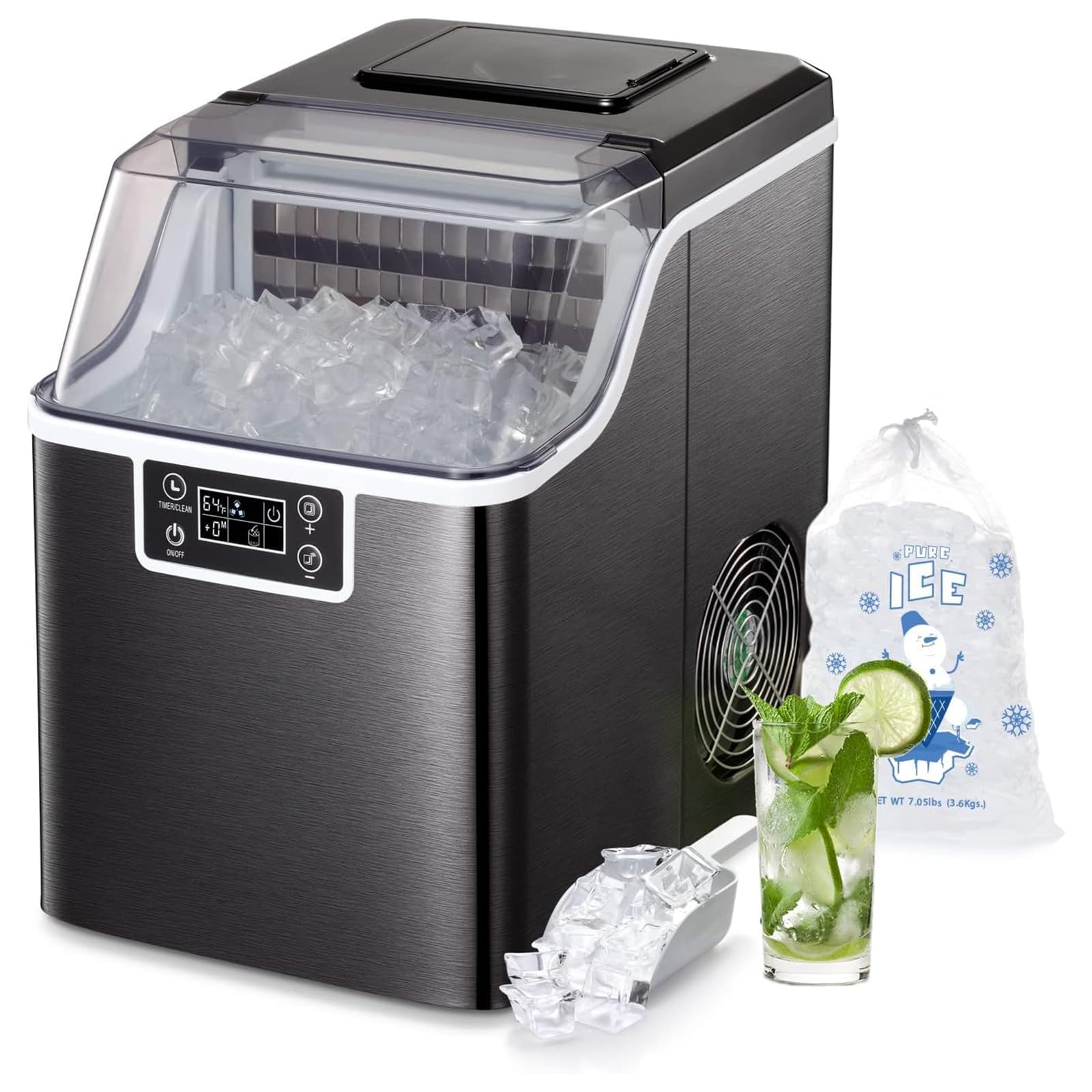 Countertop Ice Maker Machine, Countertop Ice Cube Maker, Pebble Ice Maker Machine with Self-Cleaning, 35kg of Ice Per Day, Pellet Ice Maker for Home/Office/Bar/Party on Fridge.com