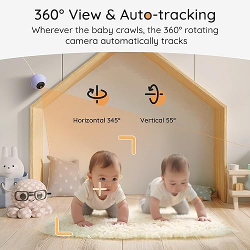 Miniatura 7 de BOIFUN Cámara adicional para bebés específicamente compatible con el monitor de bebé Baby2TM, cámara de 360 con luz nocturna, seguimiento