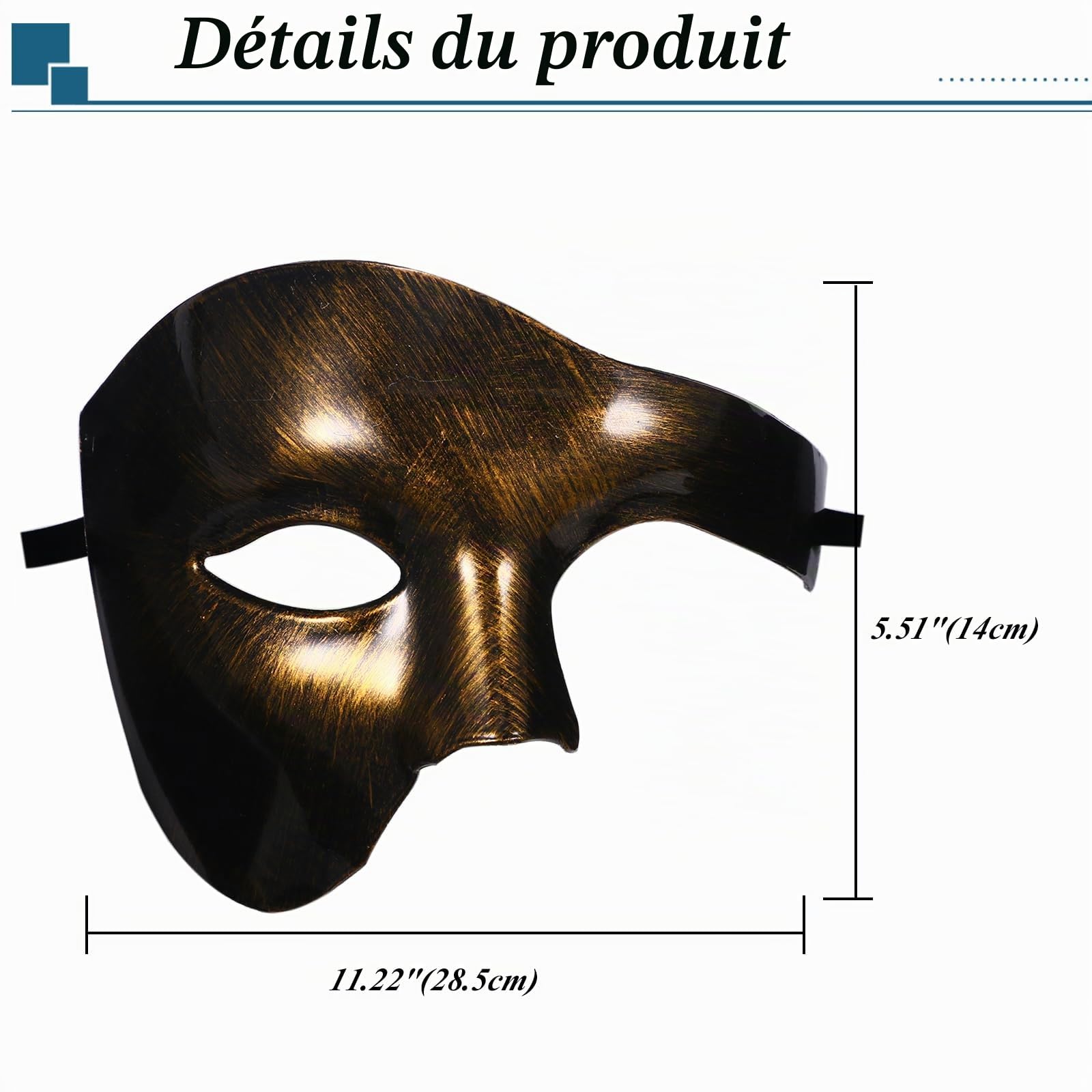 JewelryWe Masque Carnaval Venitien Plastique: Masque Vénitien Homme Demi-masque Fantôme de l’Opéra pour Déguisement Bal de Maquillage Mascarade - Cadeau Homme