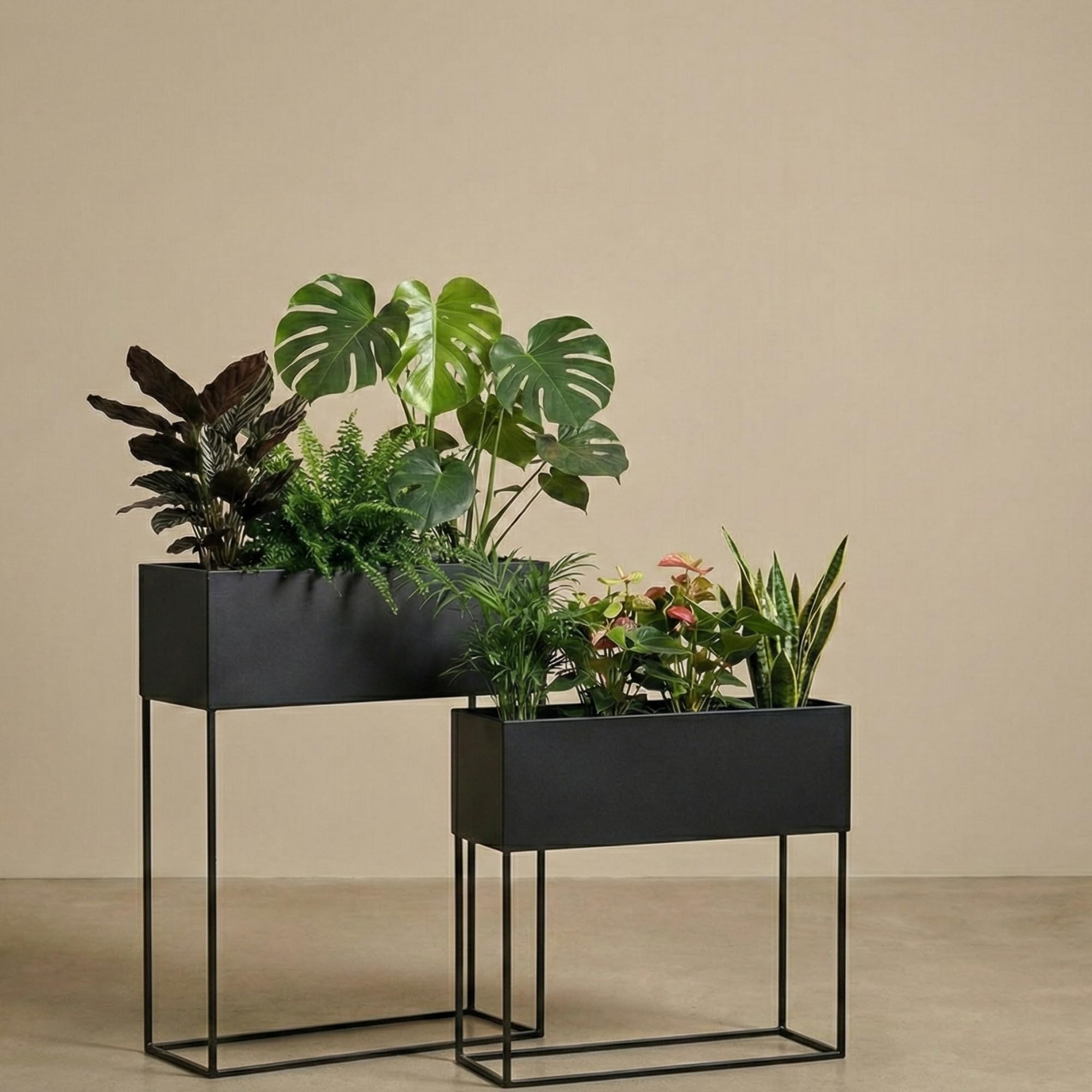 Längliche Blumenständer Loft aus Metall TINO, 2er-Set