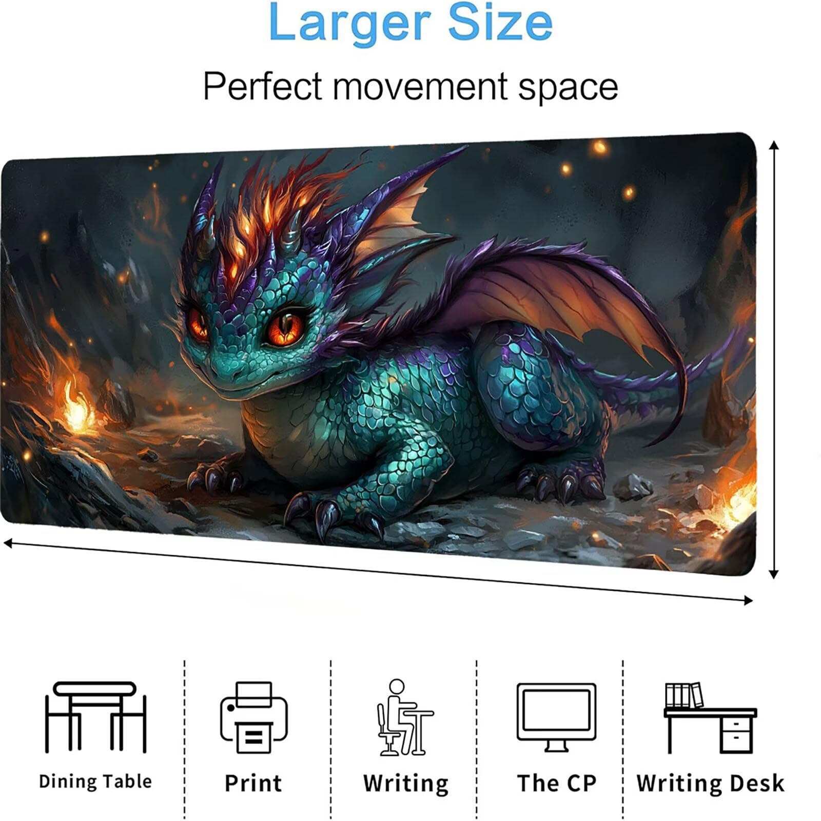 Podkładka pod mysz jaszczurkę, podkładka pod mysz do gier XXL 1200 x 600 x 5 mm, podkładka na biurko dla graczy, bardzo duża bezszwowa mata na stół dla graczy, antypoślizgowa podstawa, klawiatura