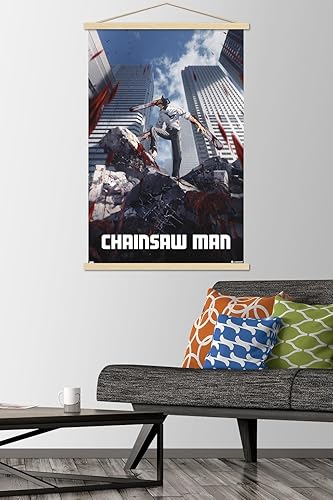 Miniatura 2 de Trends International Chainsaw Man - Póster de pared de arte clave, 22.37 x 34.00 pulgadas, paquete de impresión premium y colgador de madera de haya