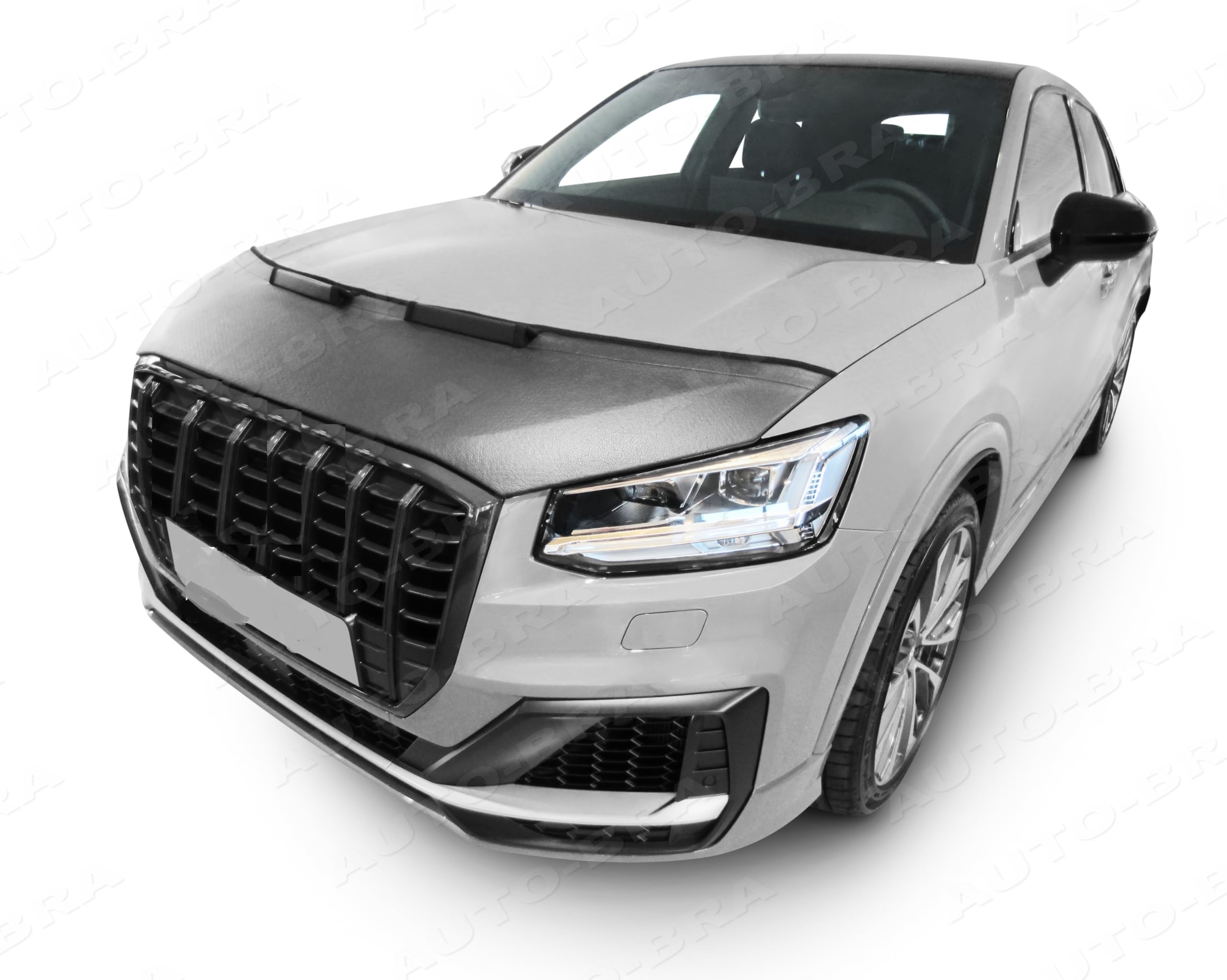 AB3-00256 Carbon Fiber Look Hood Bra Compatible with Audi Q2 Since 2016 Front End Nose Mask Bonnet Bra