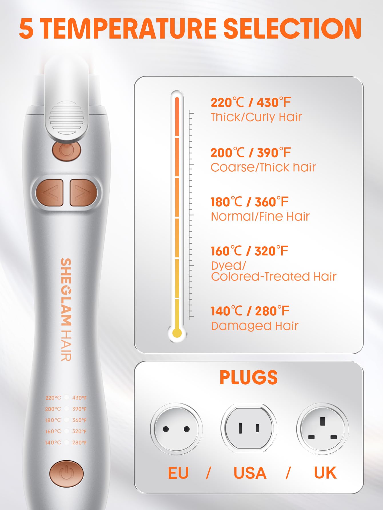SHEGLAM Fer à Boucler Rotatif Automatique 25mm pour Cheveux Longs - Créez des Vagues Beach Effortless avec un Barillet Auto-Tournant (jusqu'à 220°C), Bouton Home et Double Tension