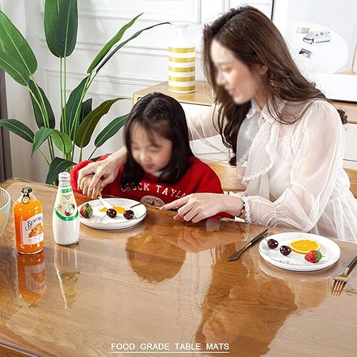 Miniatura 5 de Protector de mesa de comedor de PVC, mantel transparente lavable, protector de mesa, lona de vinilo, 52 tamaños, 0.039 pulgadas de grosor,