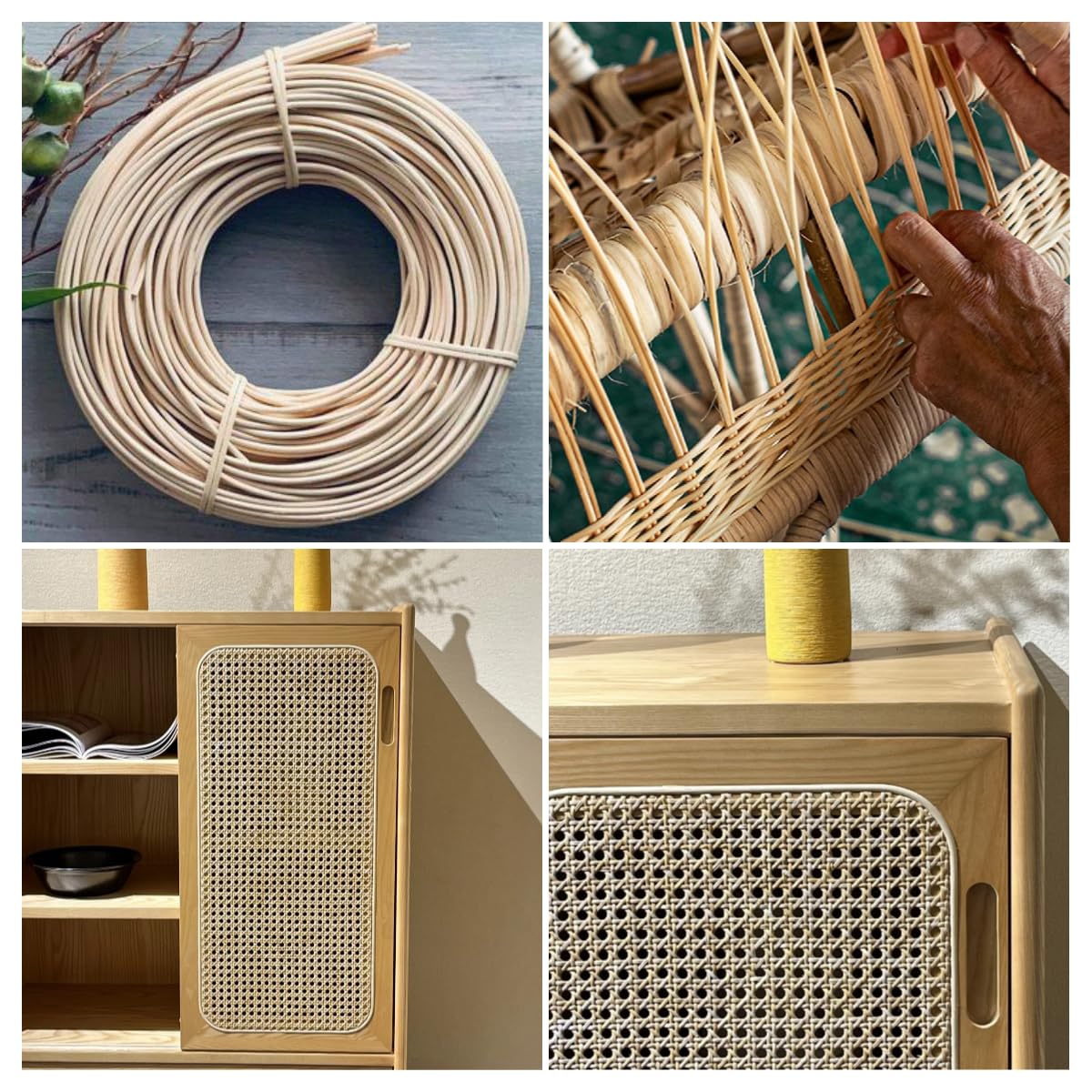 Listello in Rattan Naturale per impagliatura da 11 mm, 250 g – Sezione Mezzo Tonda, Midollo di rattan, Midollino, Paglia per Cesti, Mobili,Cesta vimini, Paglia di Vienna per Sedie - Circa 20 metri