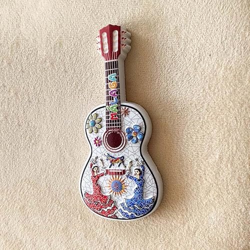 Decorative Spanish Flamenco Guitar Wall Art, Mosaic Design with Dancers