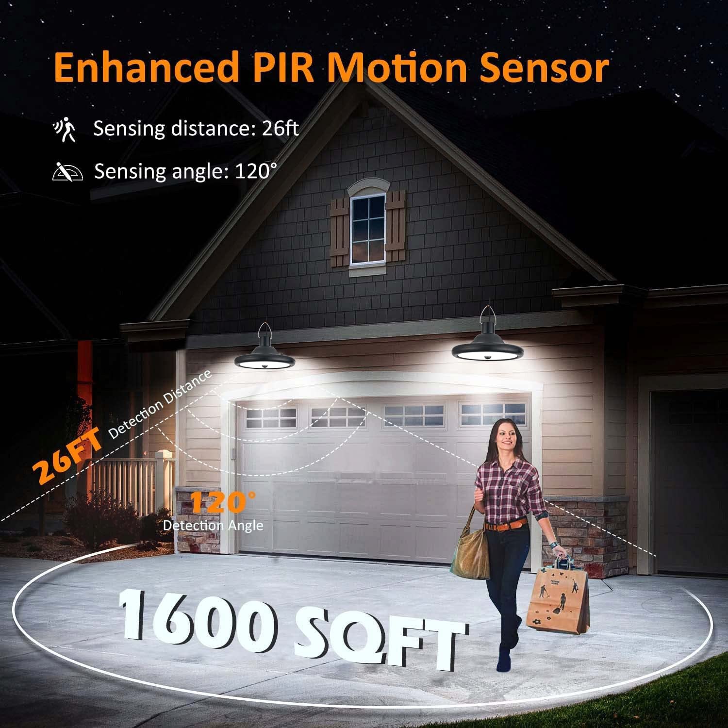 Lampes Solaires Exterieures, 78LED 4 Mode Lampe Suspendue Solaire Exterieur Avec Capteur De Mouvement, TéLéCommande, 360° Panneau Solaire Réglable, IP65 étanche Lampe Solaire Pour Jardin, Camping